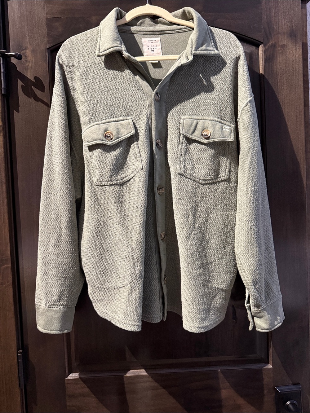Men's Button-Up Overshirt Jacket in Sage Green